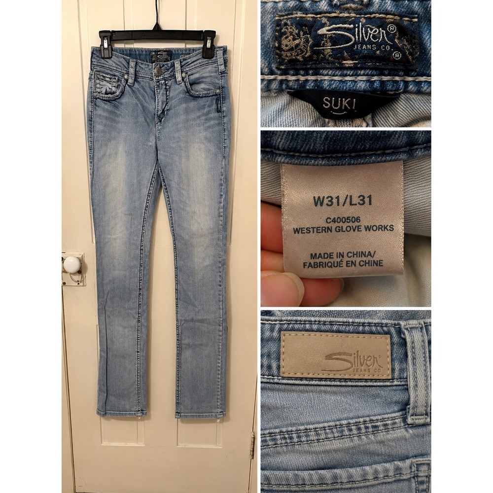 Silver Jeans Co Suki Women's Jeans 31x31 Light Wash Straight Leg Denim